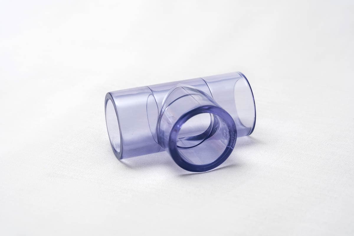 Priehľadná T-kus UPVC 90 stupňov DN50 pre rúru 63mm